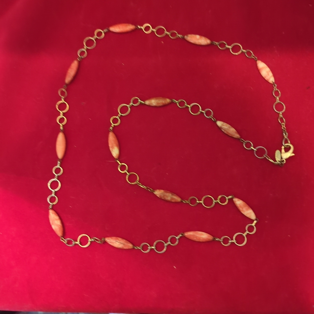 Monet Chain Gold and Coral Necklace 23 Inches